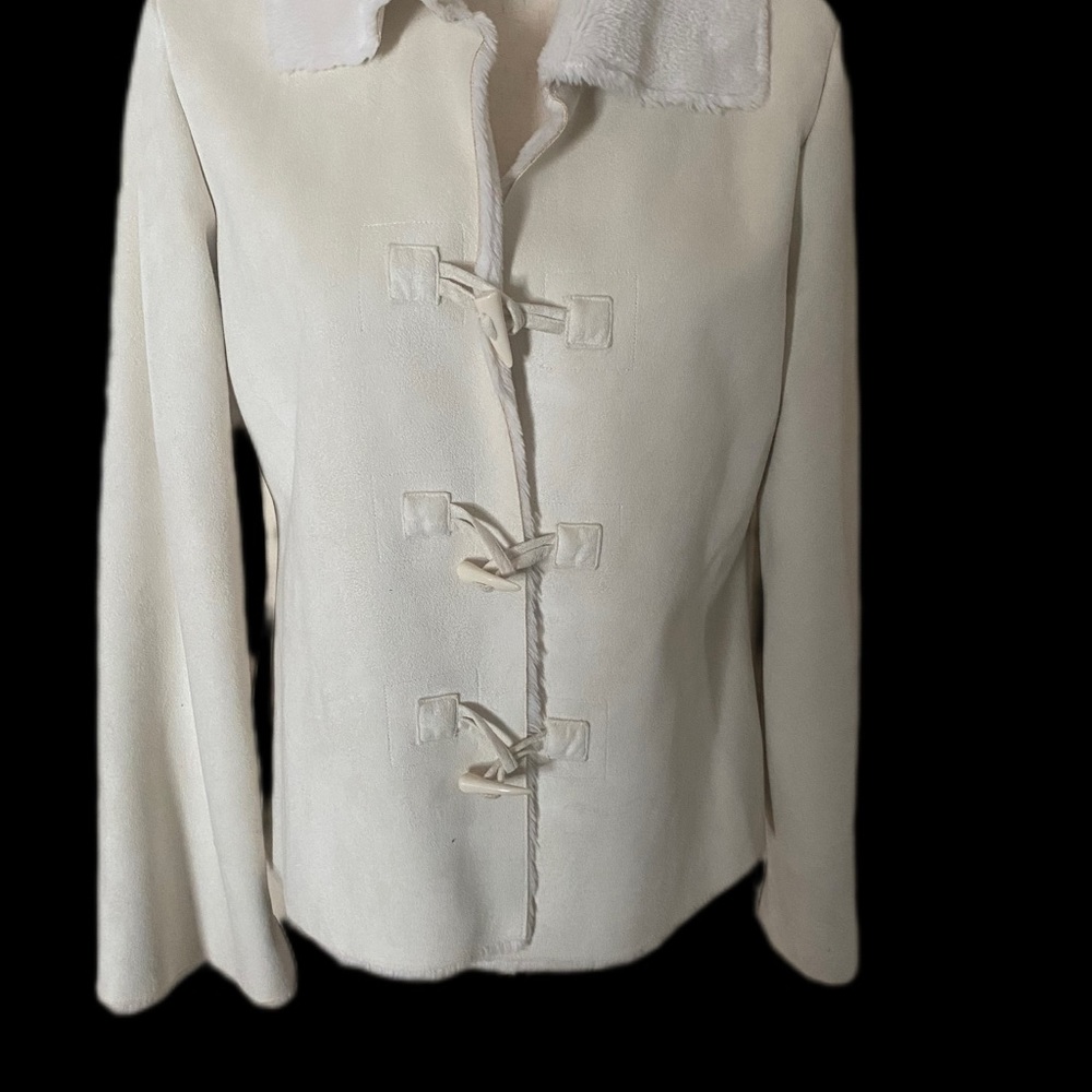 White House Black Market White suede coat M